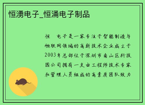 恒湧电子_恒涌电子制品